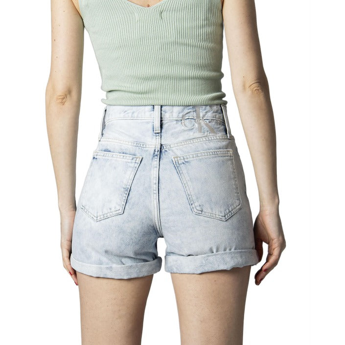 Calvin Klein Jeans Women Shorts Blue Front And Back Pockets 100% Cotton