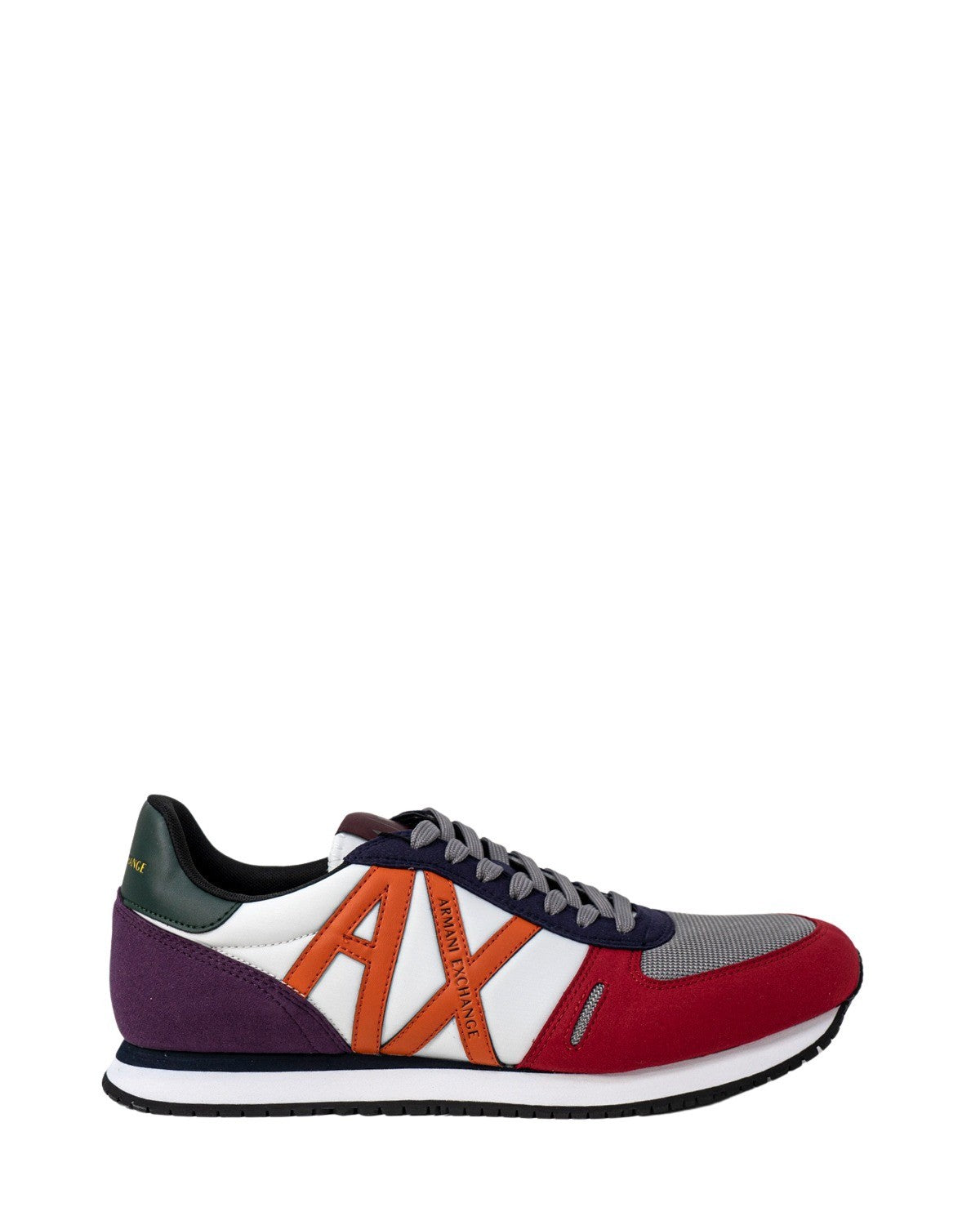Buy on Prime Armani Exchange Men's Texturized Suede & Mesh Logo Sneaker, Multicolor, 11